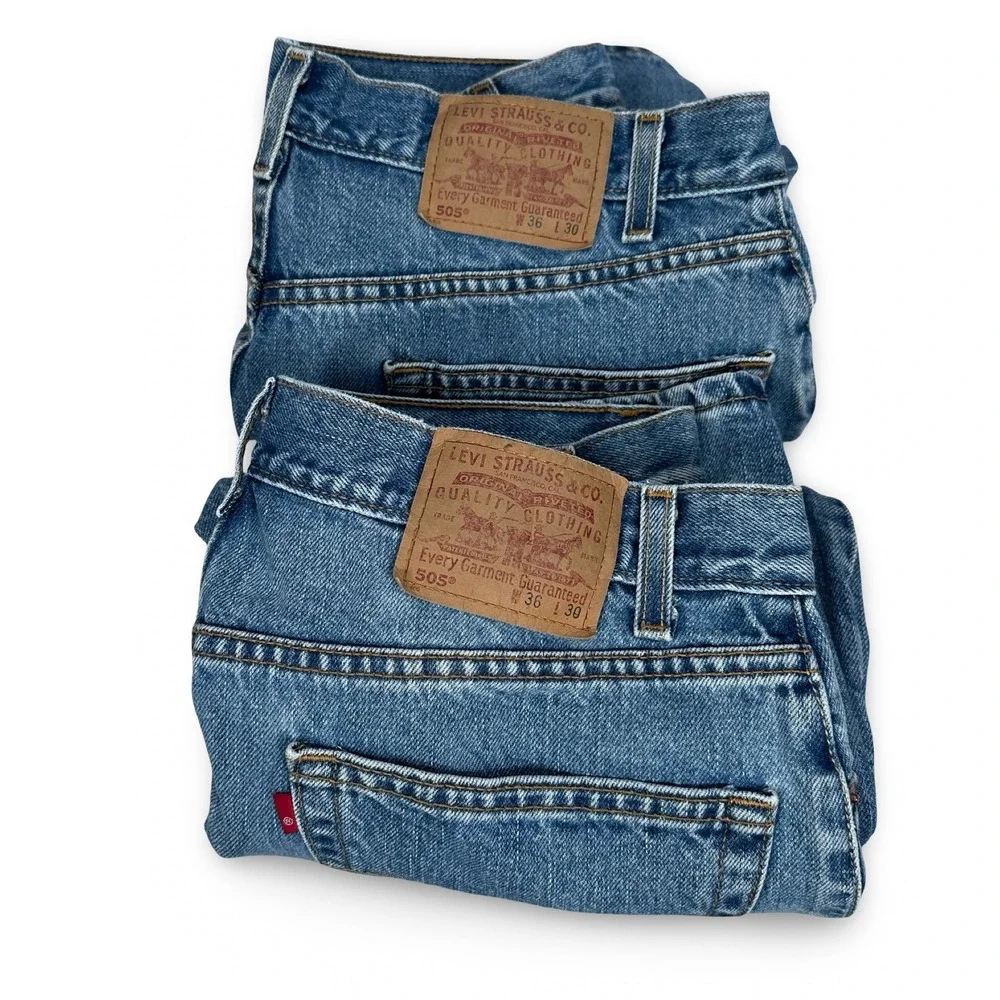 Vintage Levis 505 Lot of 2 Mens Jeans 36x30 Y2K 2002 Regular Straight Blue Denim